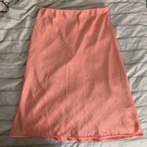 Salmon Color Midi Skirt